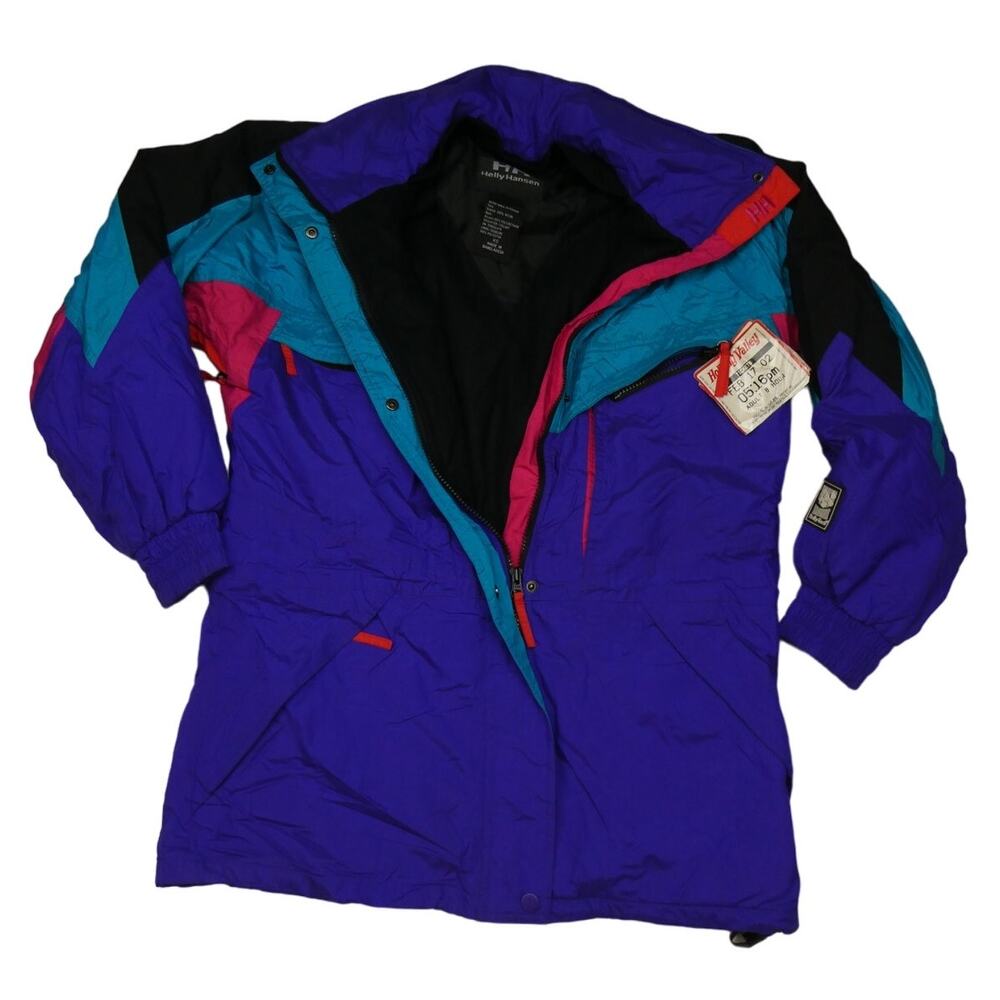 vintage Helly Hansen snow winter coat, size: XS, purple multi color